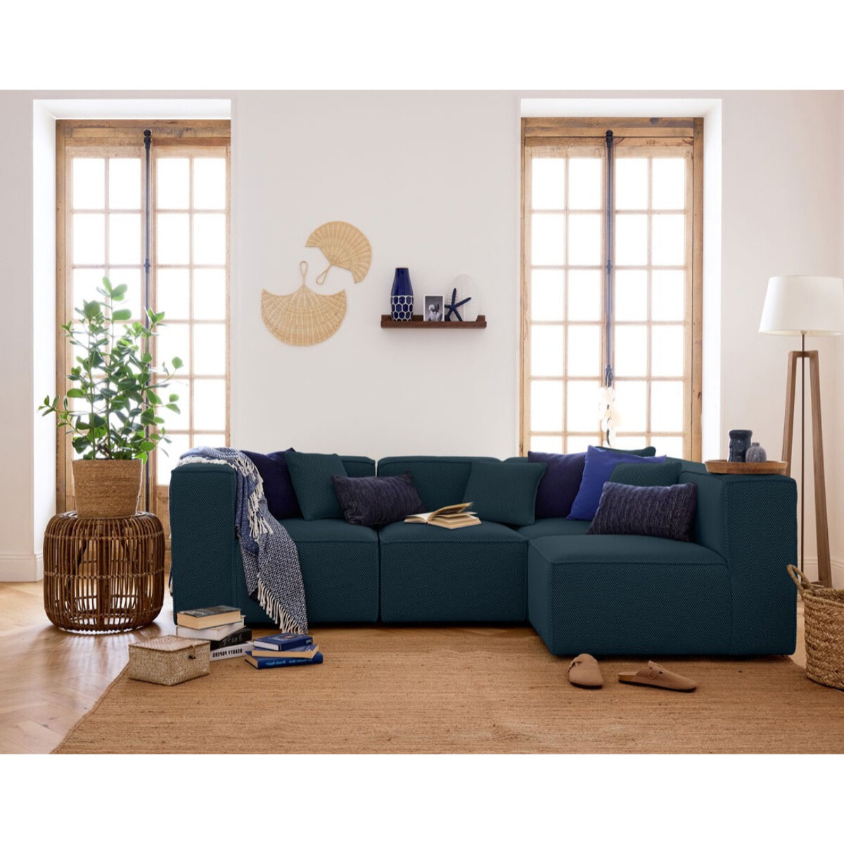 Arty - module d'assise sans accoudoirs - en tissu mailles 3D - Bleu canard