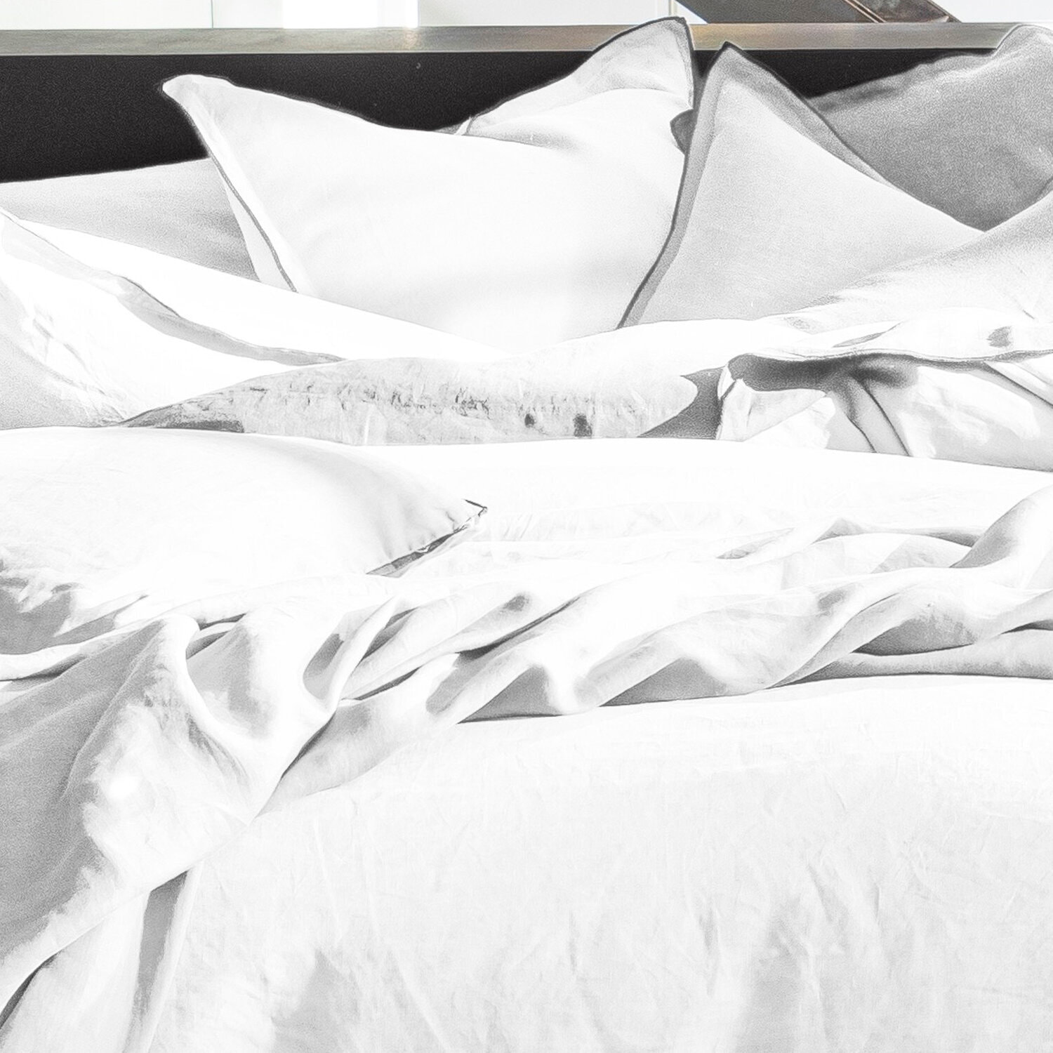 Housse De Couette 100% lin lavé Blanc Parfait