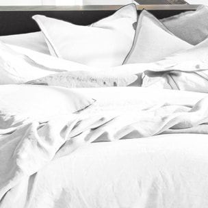 Housse De Couette 100% lin lavé Blanc Parfait