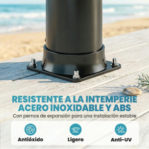 Ducha Solar de Jardín 40L Ducha Solar Exterior con Cabezal Rociador de Mano Grifo de Pies Agua Fría y Caliente Máx. 60 °C Conexión Manguera para Piscina Camping Patio 19,5x19,5x218,5 cm Negro