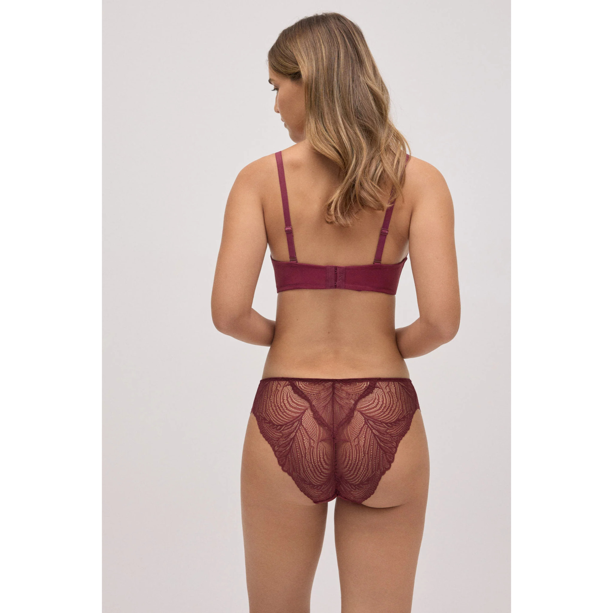 Slip midi in pizzo granato