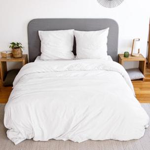 Parure housse de couette unie 100% microfibre lavée - avy - neige