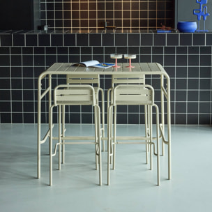 Table haute de jardin acier + 4 assises AMÉLIA