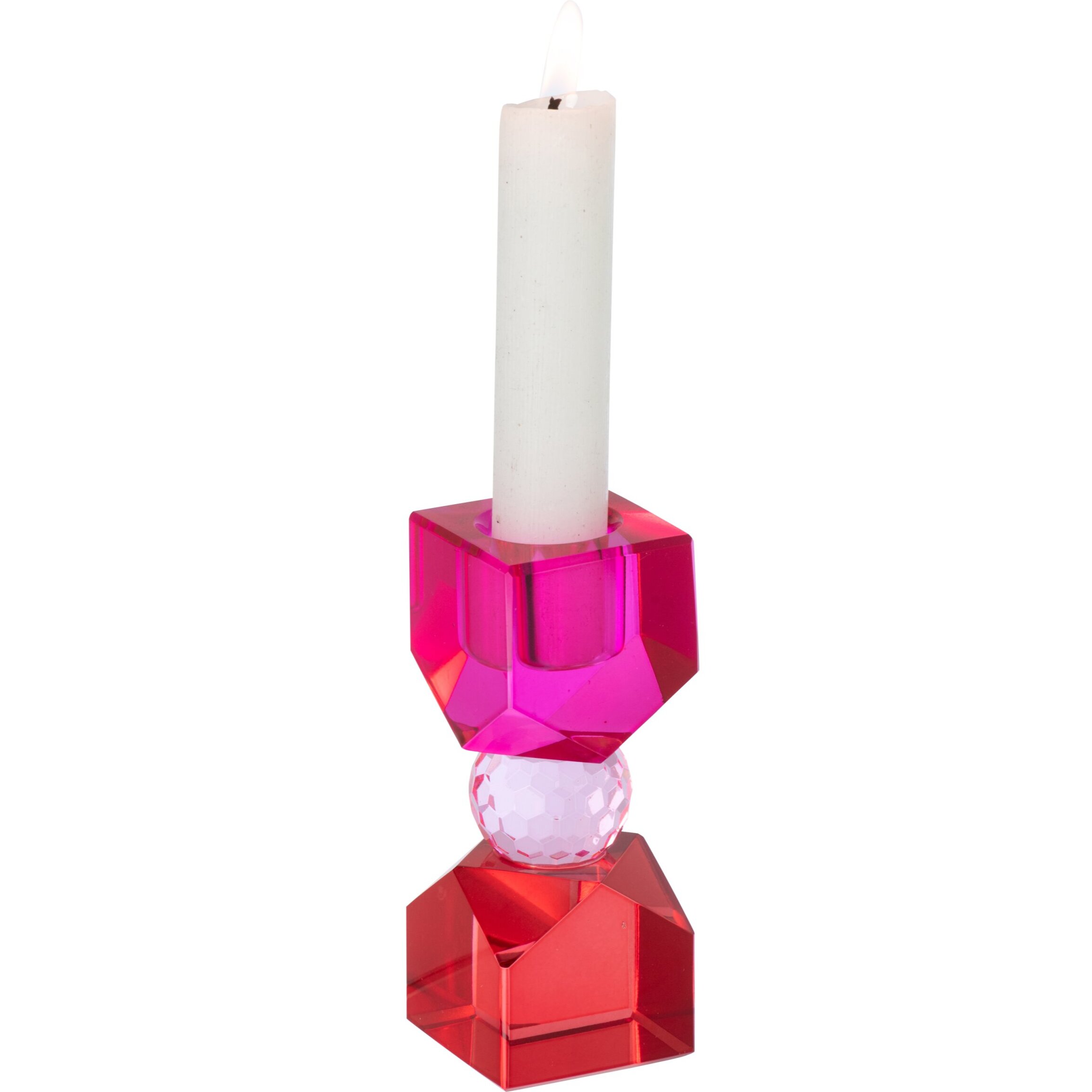 J-Line bougeoir - verre - rouge Noël/fuchsia - extra small