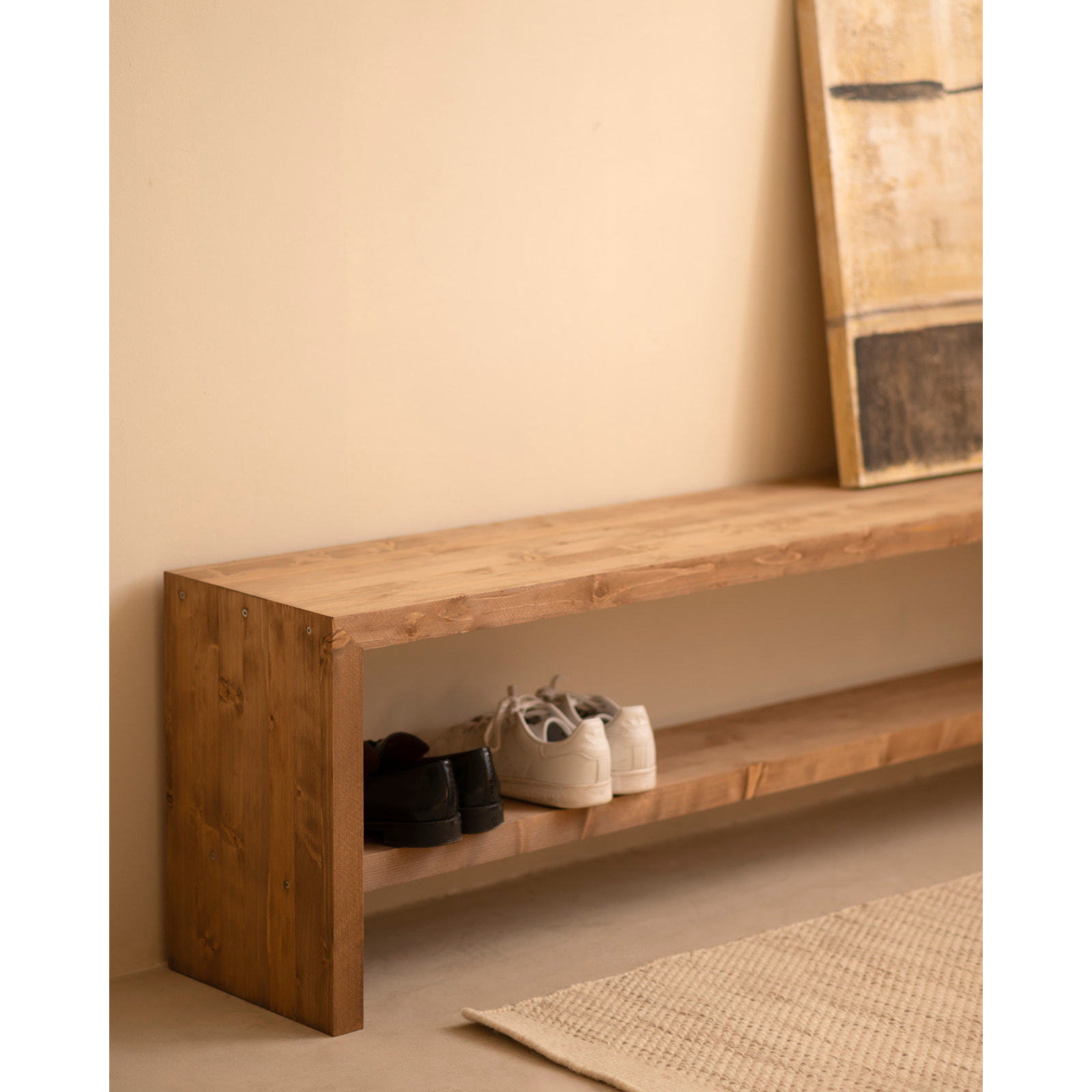 Cuadro beige y negro decorativo sobre algodón con bastidor de madera pintado artesanalmente con pintura óleo de varias medidas