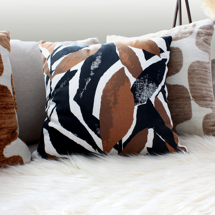 Coussin décoratif déhoussable motif graphique - Noir