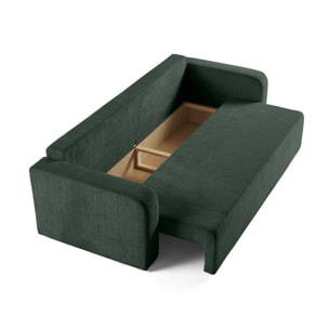 Miro - canapé droit 3 places - convertible avec coffre - en velours texturé - Vert
