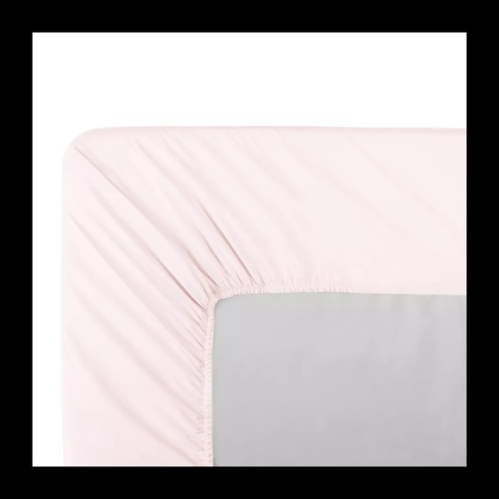 Drap housse b40 percale de coton uni rose Olana petale