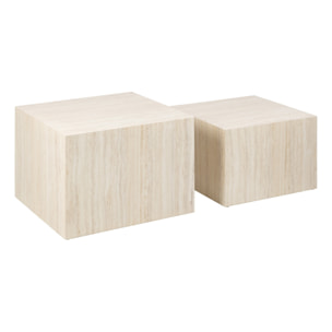 Pueblo - lot de 2 tables basses - effet travertin - 58 et 50 cm - Beige