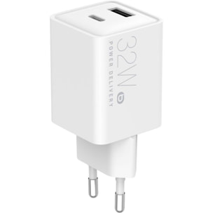 Chargeur ESSENTIELB 32W charge rapide USB-A  / USB-C Blanc