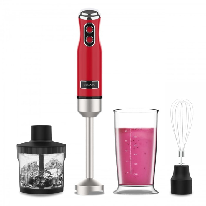 Cecotec Frullatore a mano Power RetroRed 1200MAX Cream&Crush