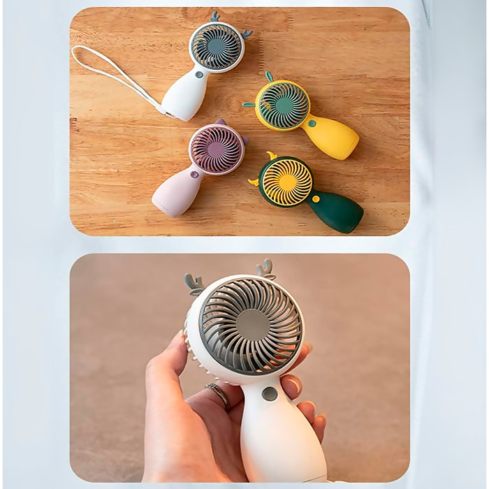 Mini ventilador de mano con orejas.