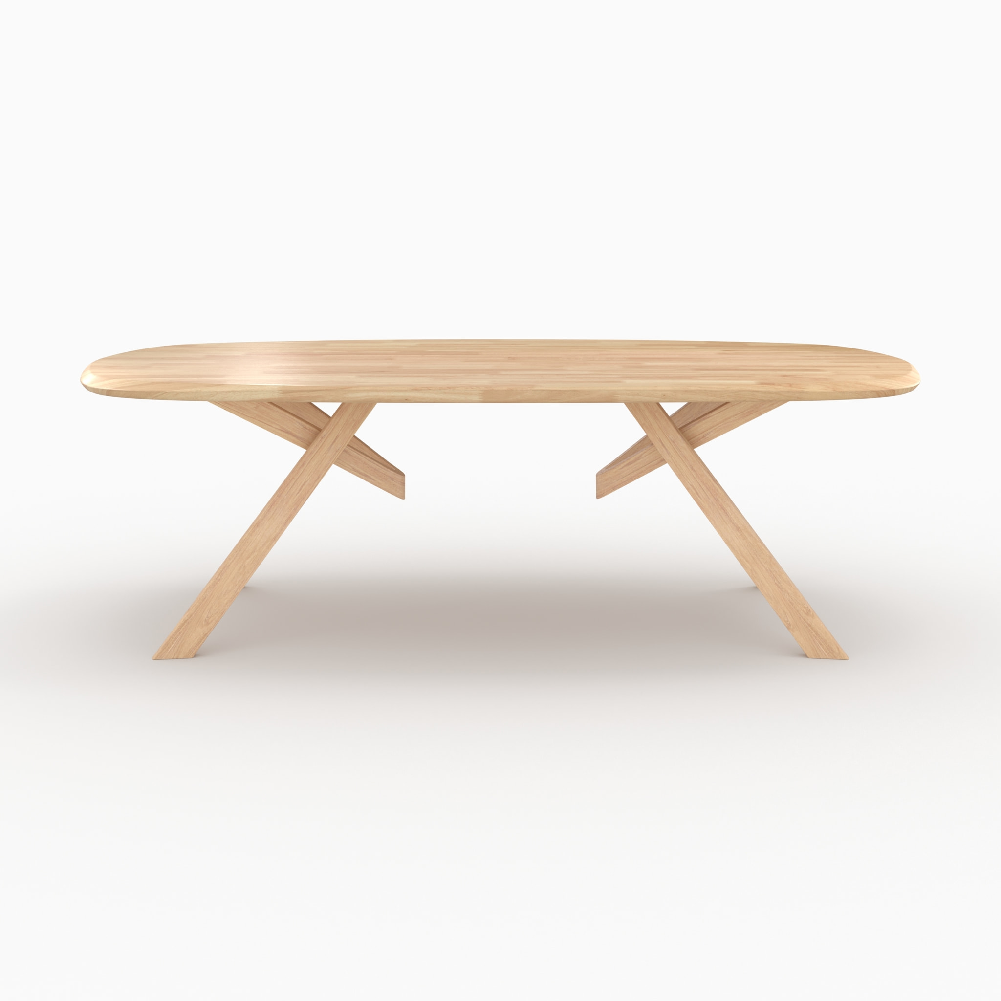 Table rectangulaire en bois d'hévéa massif clair 8 personnes - Merlin
