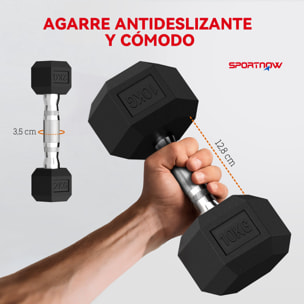 Juego de Mancuernas de 8 Piezas 50 kg, Mancuernas Hexagonales 2x2kg, 2x5kg, 2x8kg, 2x10kg, con Soporte de Almacenamiento y Mango Antideslizante para Entrenamiento en Casa Gimnasio, Negro