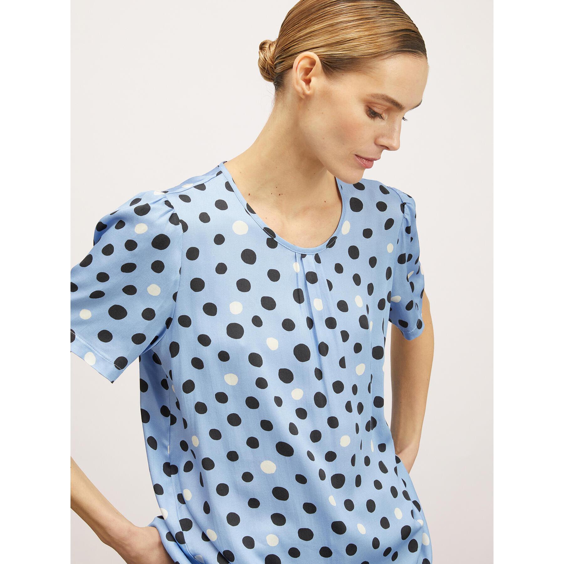 Motivi - Blusa in raso fantasia a pois - Azzurro