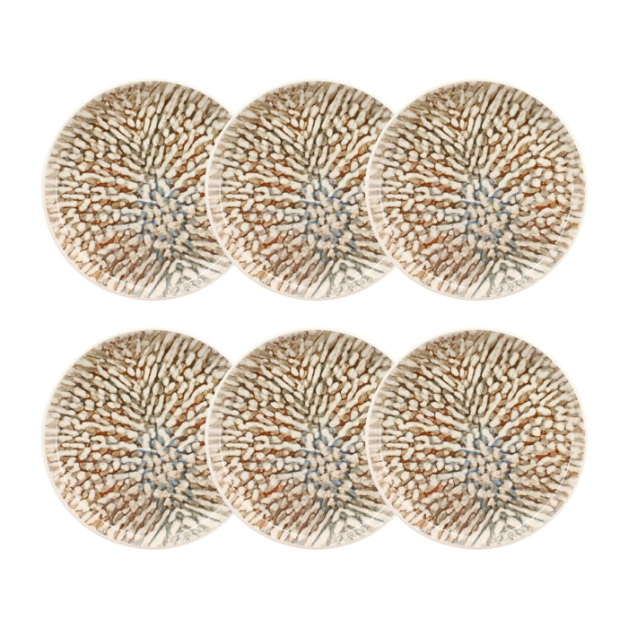 Lot de 6 assiettes plates en grès 26cm AMBRE