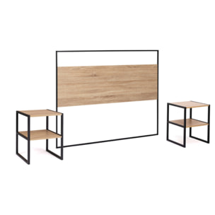 Tête de lit Memphis bois et noire avec fixation murale 145cm