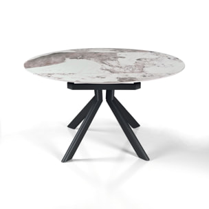 Table à manger extensible Tomasucci TAAK, en céramique, marbre onyx, gris Ø 135 135 x 85 cm