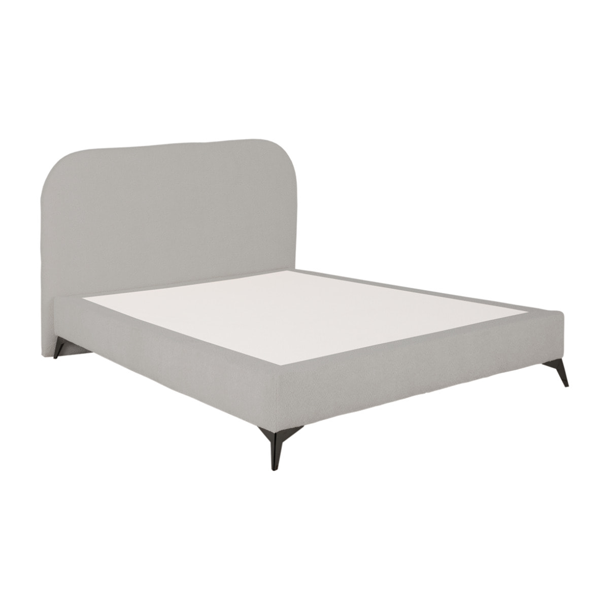 Lit rembourré en boculé gris clair pour les matelas en différentes tailles