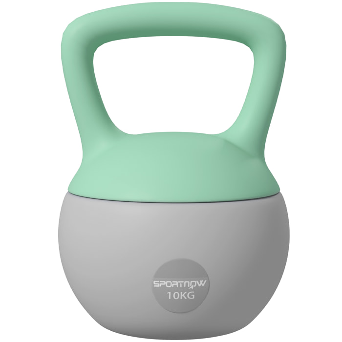 Pesa Rusa 10 kg, Soft Kettlebell Relleno de Arena Metálica y Mango Antideslizante, para Entrenamiento Culturismo en Casa, Gimnasio, Verde Menta y Gris