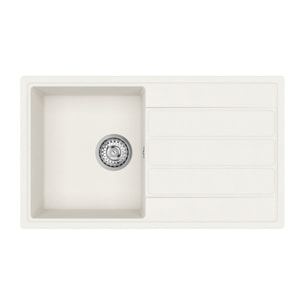 76x44 cm évier avec égouttoir réversible en Granite, à encastrer, blanc + mitigeur lavabo/cuisine Grohe Start (SATSE3WG303)