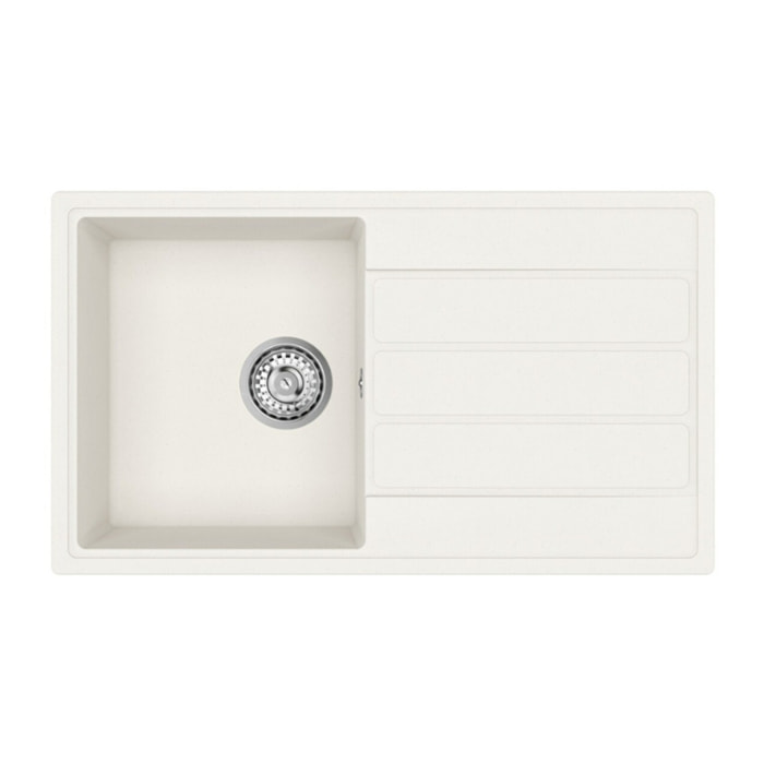 76x44 cm évier avec égouttoir réversible en Granite, à encastrer, blanc + mitigeur lavabo/cuisine Grohe Start (SATSE3WG303)