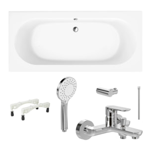 Baignoire droite VILLEROY ET BOCH O Novo + pieds + robinet