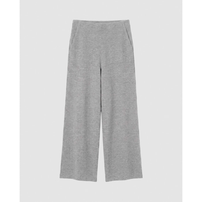 Pantalón largo angorina liso gris claro