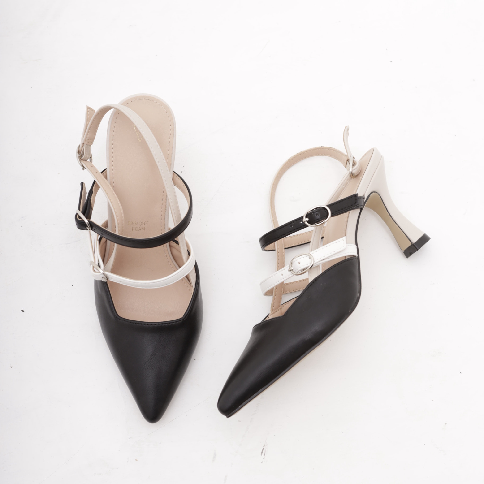 SLINGBACK CINTURINI BICOLORE CHOCOLA' NERO