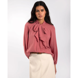 Blusa de manga larga con lazada