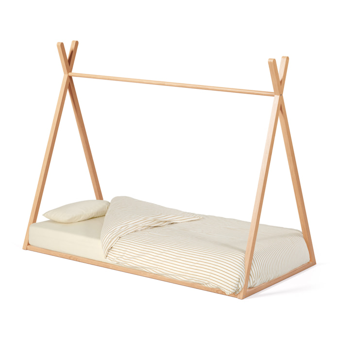 Cama tipi Maralis madera maciza de haya con acabado natural para colchón de 90 x 190 cm