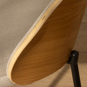 Chaise rembourrée Giza -tissu et bois-couleur beige 52 x 77 x 54 cm