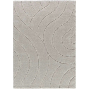 MOLIER Alfombra shaggy con formas abstractas en plata, varias medidas disponibles.