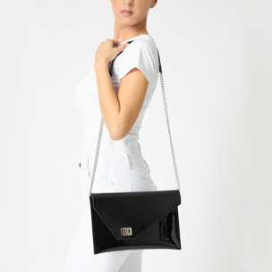 Pochette donna nera in vernice