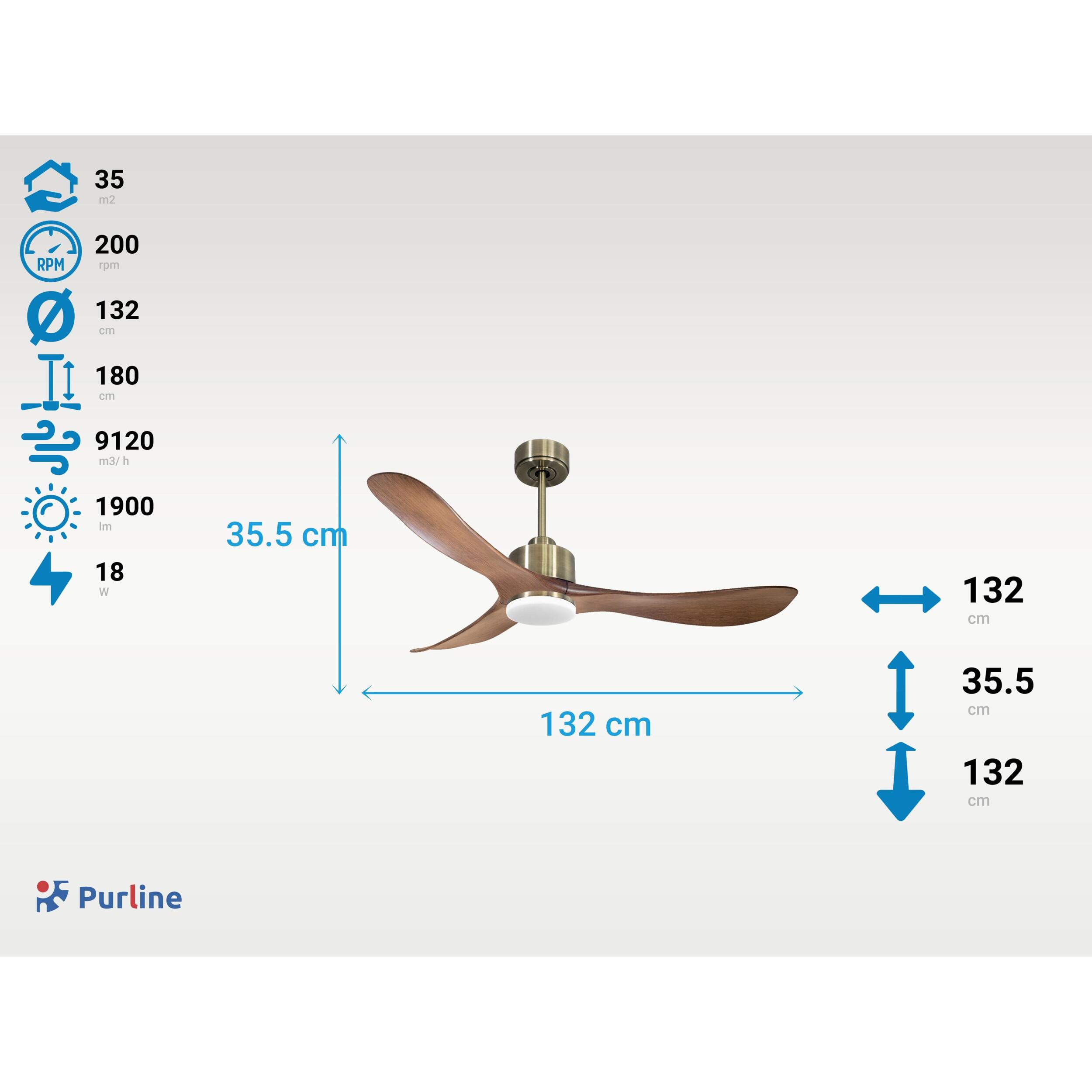 Ventilateur de plafond Réversible  Thermostat Dimmable Wifi Moteur à courant continu Toits en pente Télécommande Lumière à trois tons Hypersilence Mémoire