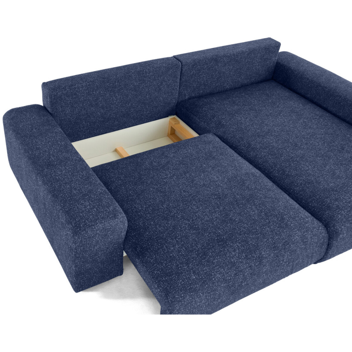 Spice - canapé d'angle réversible 4 places convertible avec coffre en tissu moucheté - Bleu marine