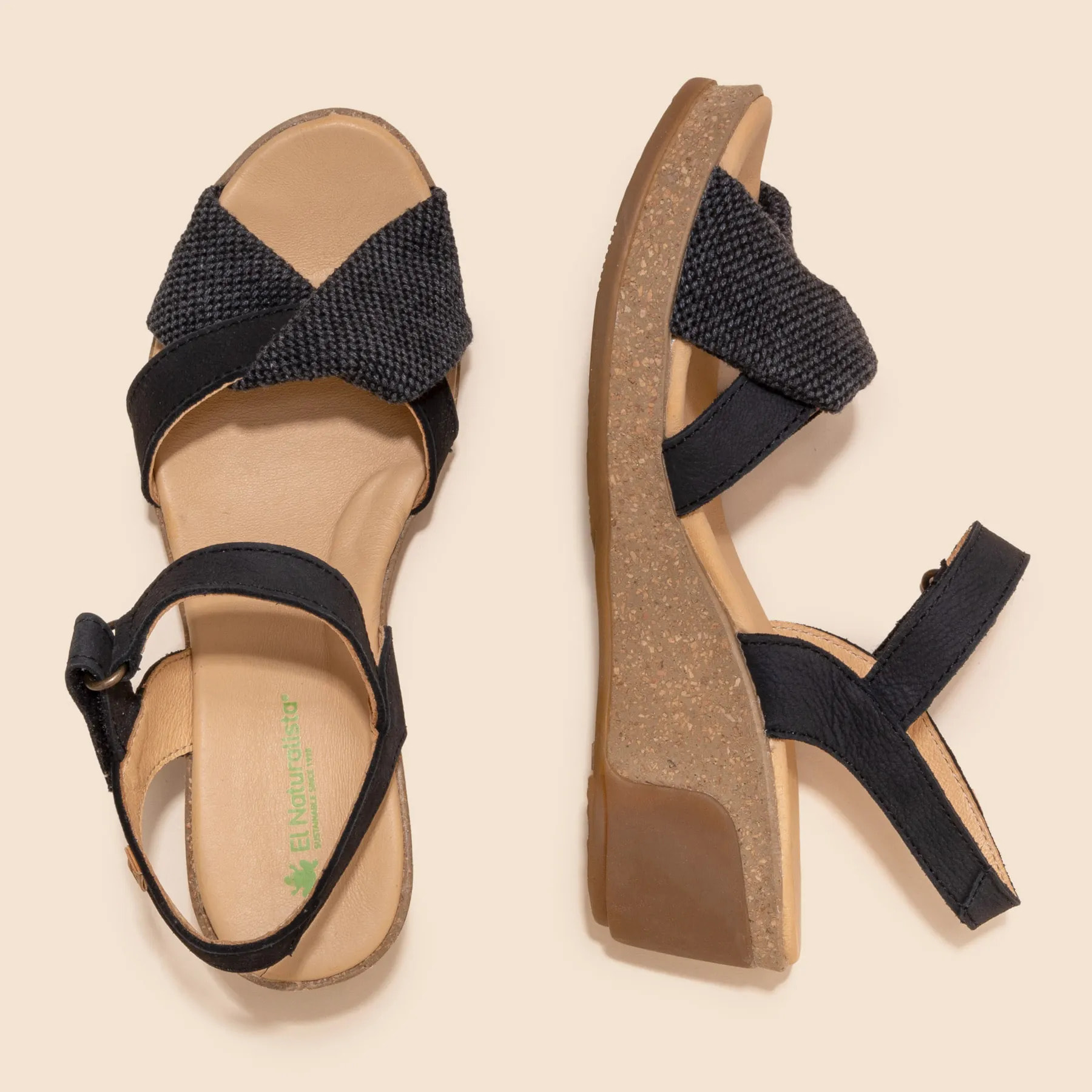 Sandalias N5038 PLEASANT-LINO BLACK / LEAVES color Black