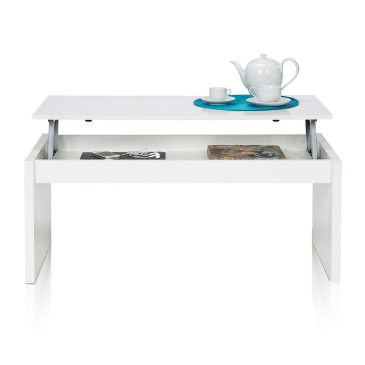 Mesa de centro elevable Evan Blanco Brillo