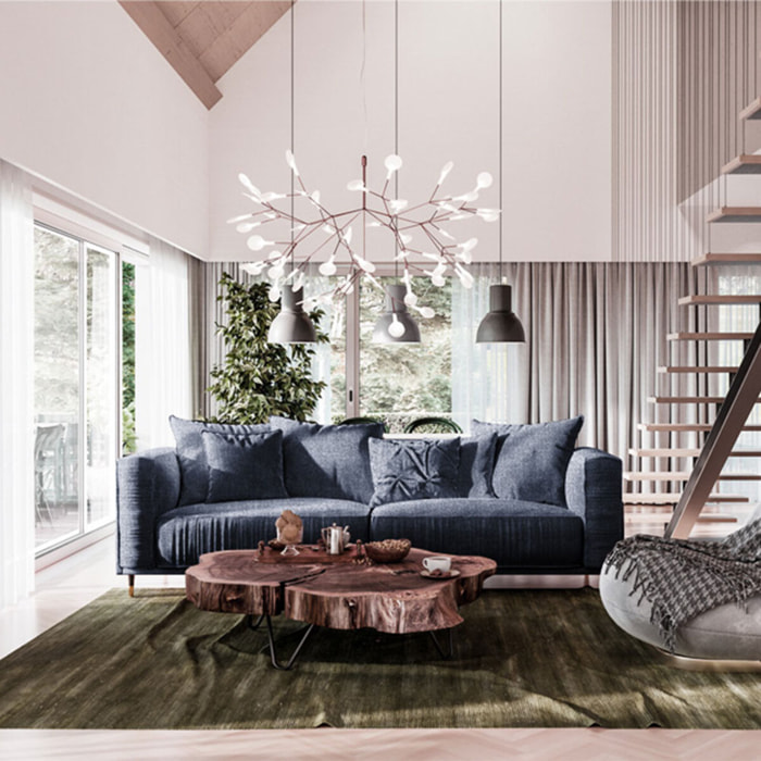 Canapé Droit Velours Fiorenzo - 4 places