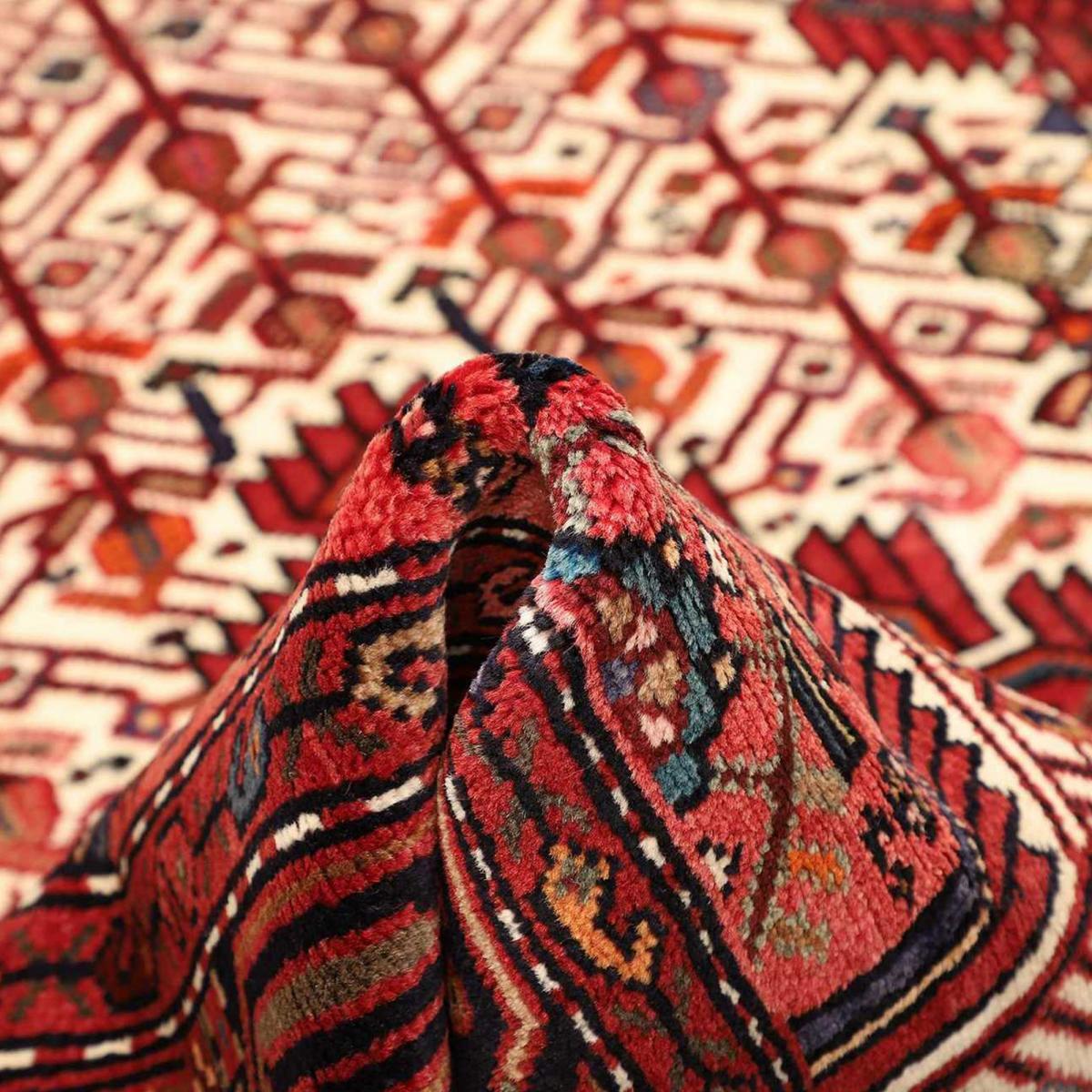 Tapis d'orient, 111 x 175 cm, rouge, bordeaux et crème, artisanal, HAMADAN 24