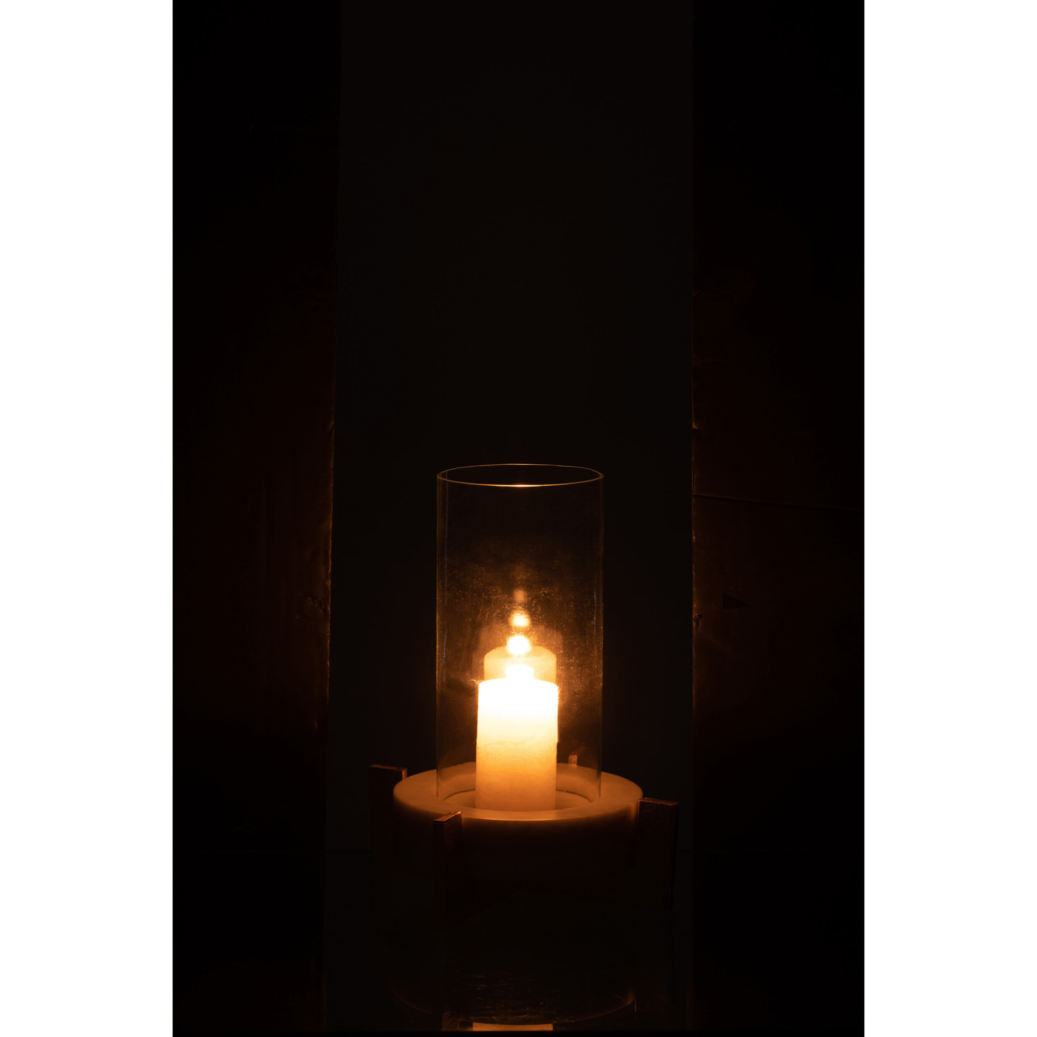 J-Line photophore Base - marbre/métal - gris/champagne - small