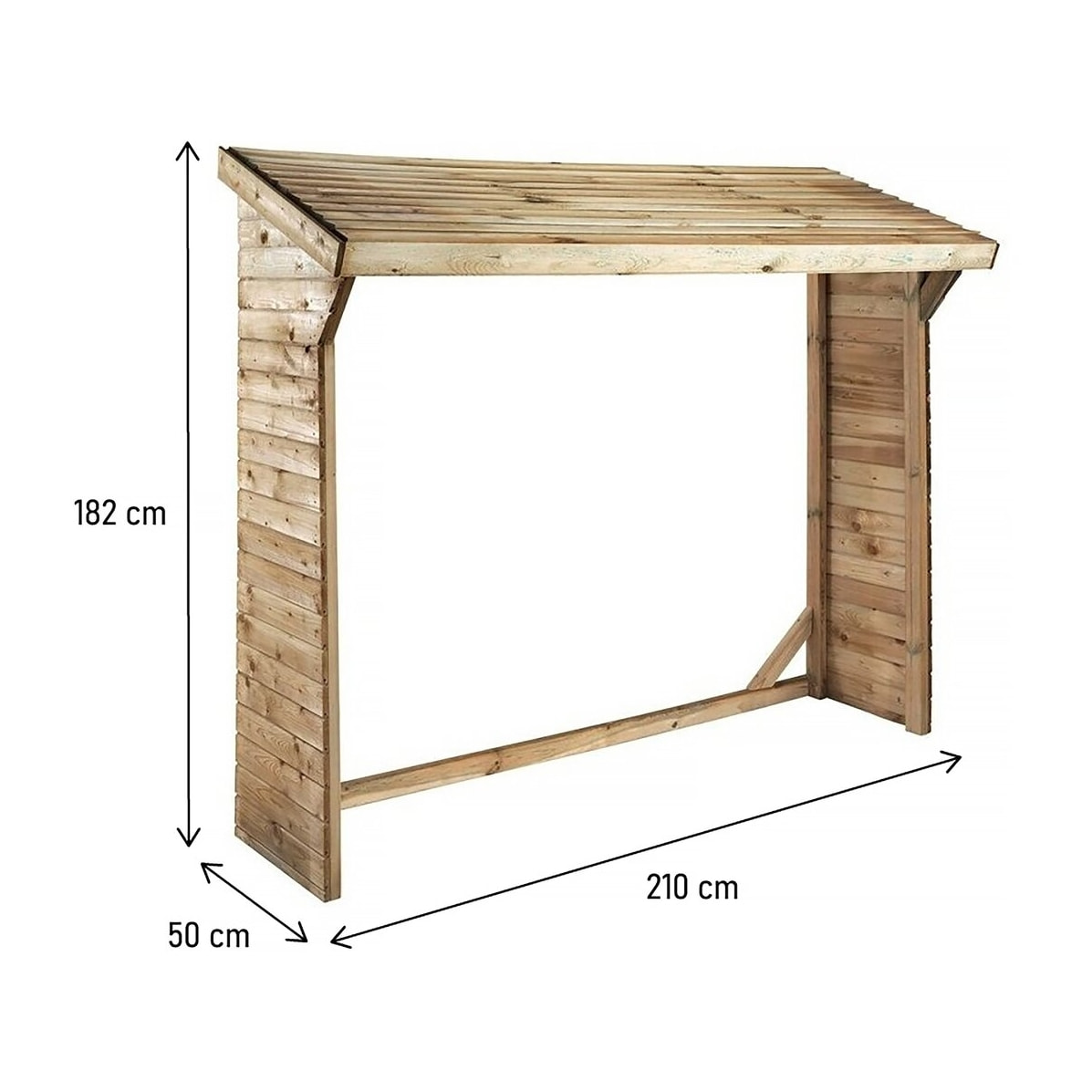 Abri bûches - 1.05 m² - 2.10 x 0.50 x 1.8 m- 2 Stères