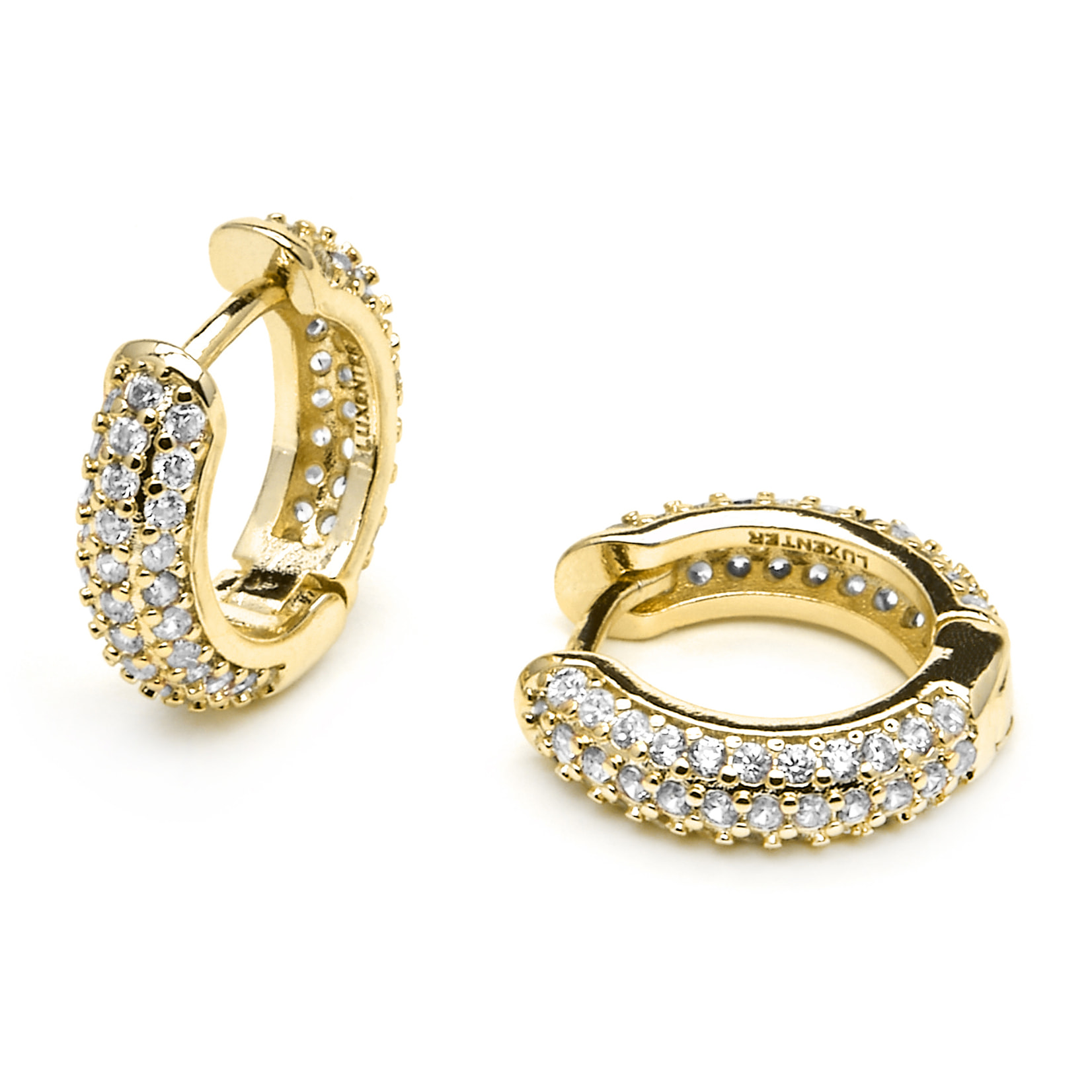 Pendientes de 9mm de diámetro acabado oro amarillo de 18k y Circonita Brillante