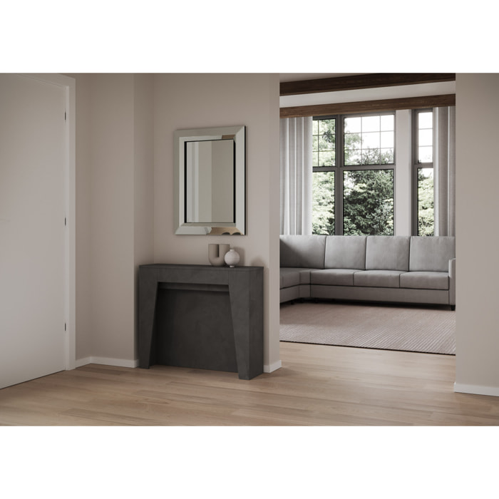 Console Extensible 90x25/211 cm Anea Anthracite Spatulé rallonges internes