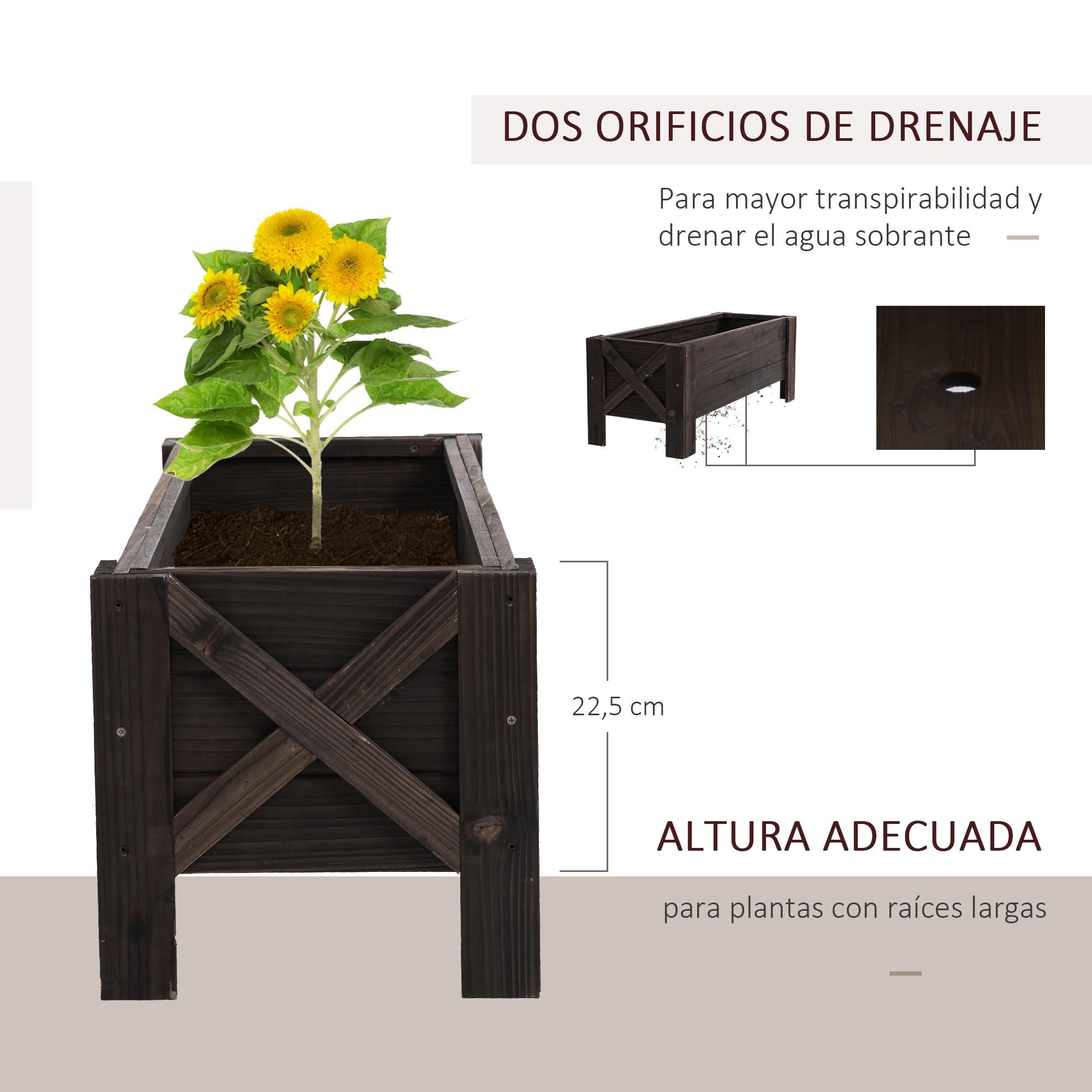 Jardinera de Madera Arriate Rectangular para Flores y Plantas 100x36,5x36cm