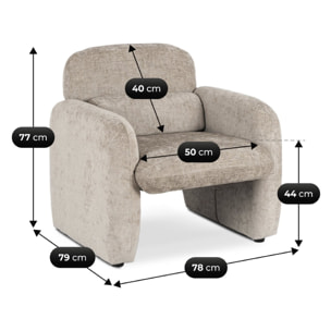 Fauteuil lounge en tissu chiné "Cozmo" - 78 x 79 x 77 cm - Beige