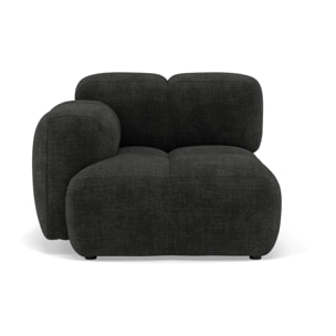 Grace - module d'assise gauche en velours texturé - Gris Anthracite