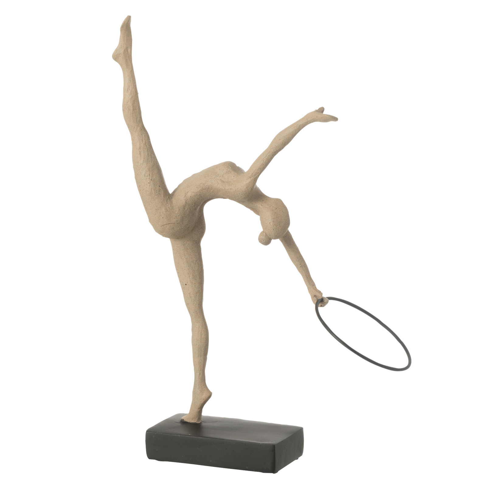J-Line décoration Gymnaste Cerceau Sur Socle - polyrésine - beige/noir