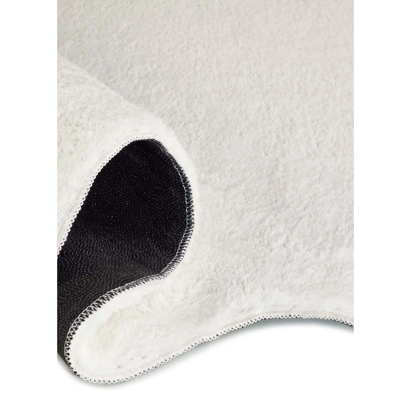 MELLOW Alfombra lavable lisa con borde ondulado blanco, varias medidas disponibles.