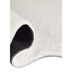 MELLOW Alfombra lavable lisa con borde ondulado blanco, varias medidas disponibles.